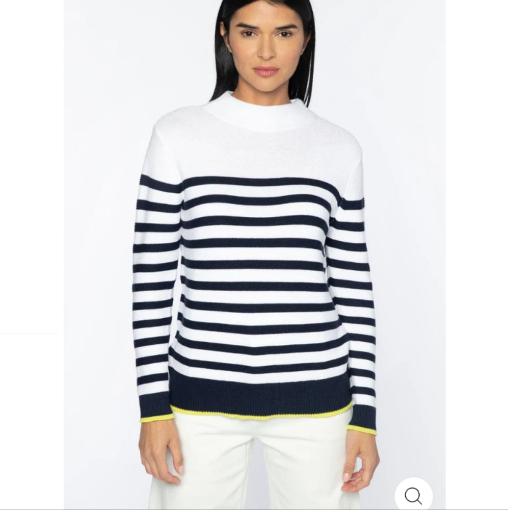 Kinross Micro Garter Stripe Funnel Sweater